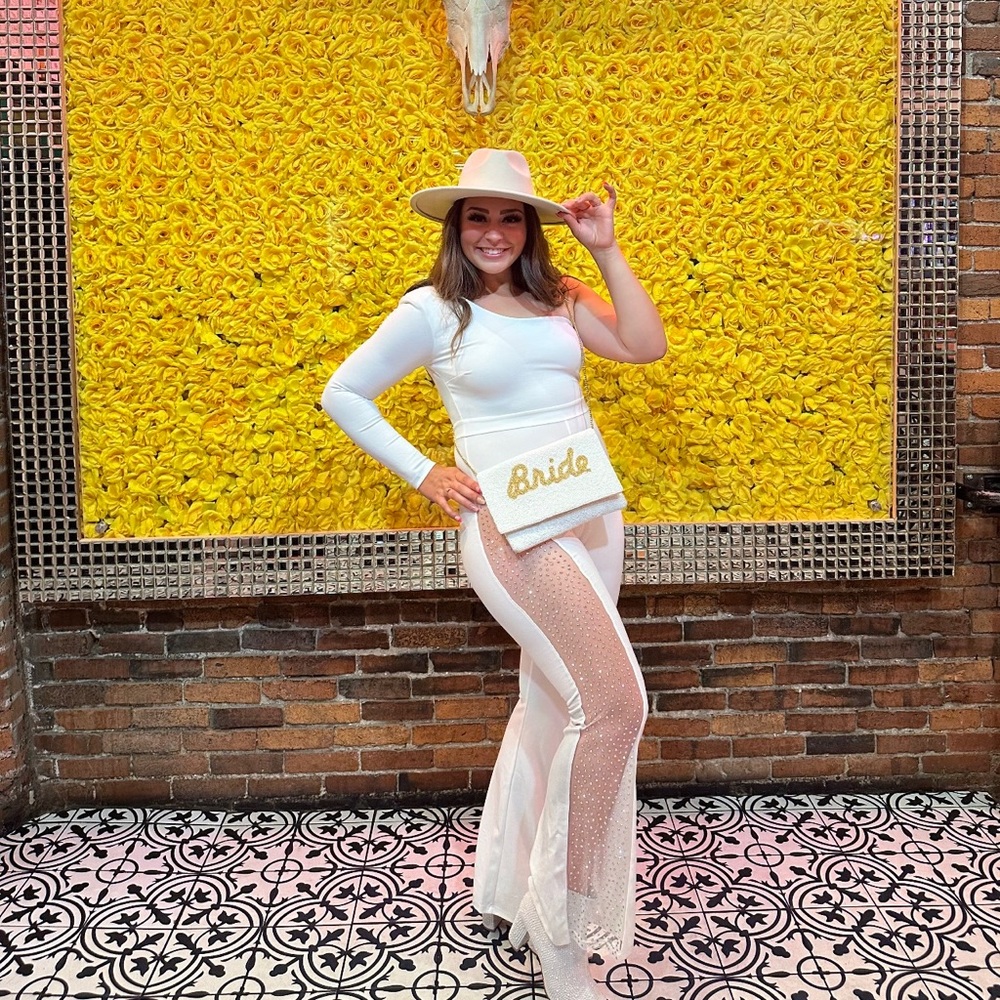 One shoulder white jumpsuit